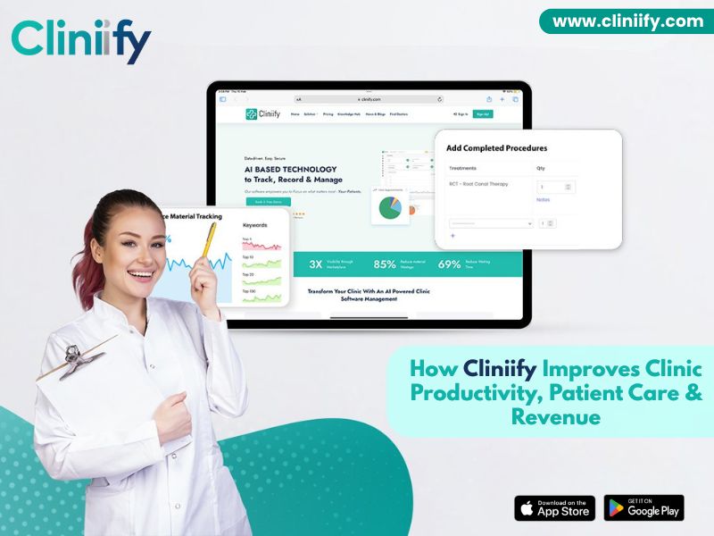 Cliniify dental clinic management software dashboard for productivity and patient care